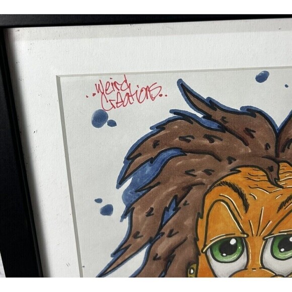 Alien Art Work Weird Creations Original Marker Drawing Signed Matted Framed - Picture 10 of 11